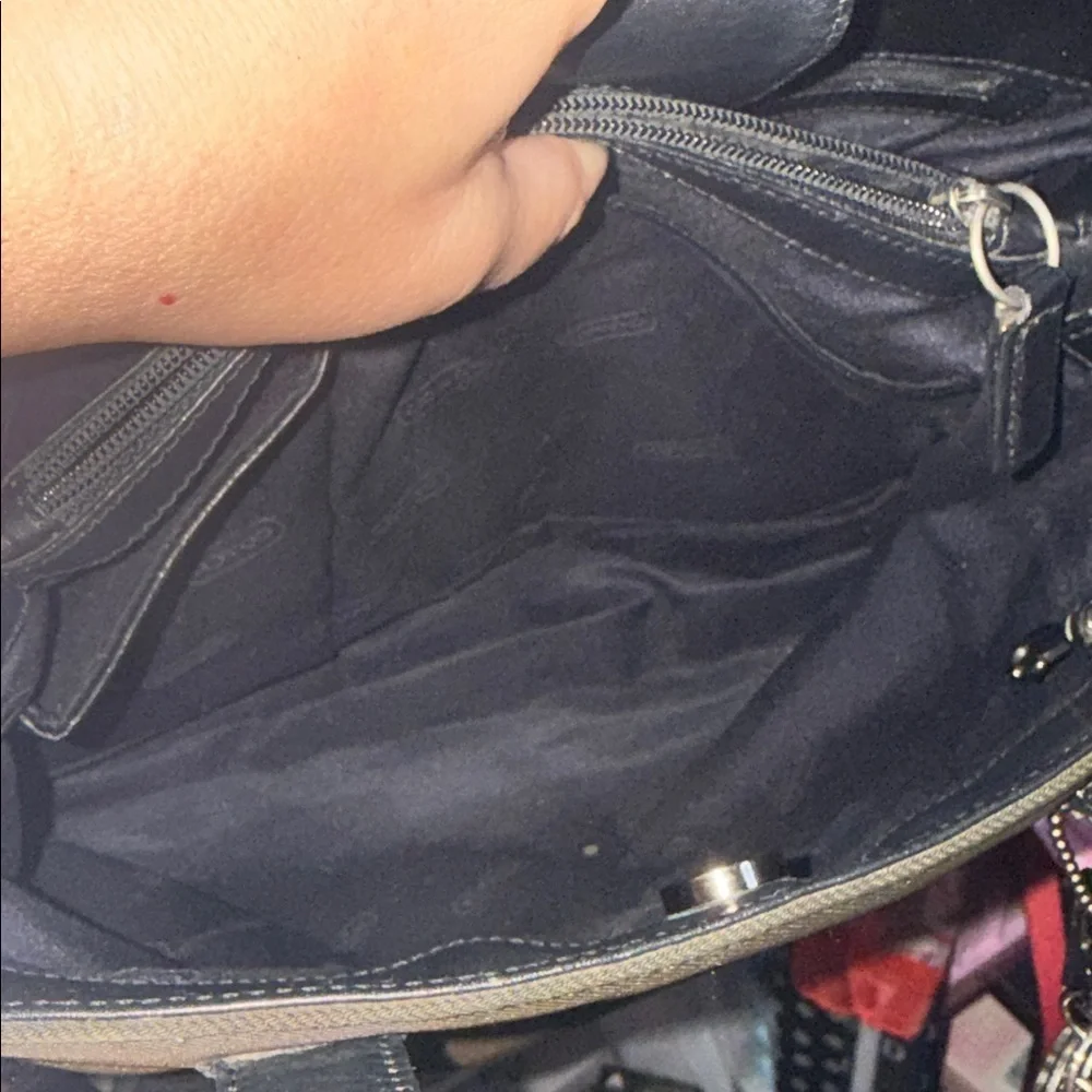 Coach Mercer Olive Green and Black Tote Satchel with Bead Charm